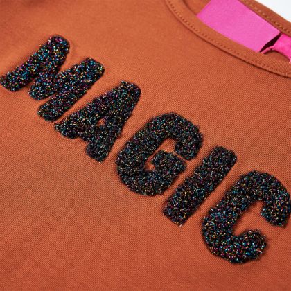 Детска тениска с дълъг ръкав, коняк, 140