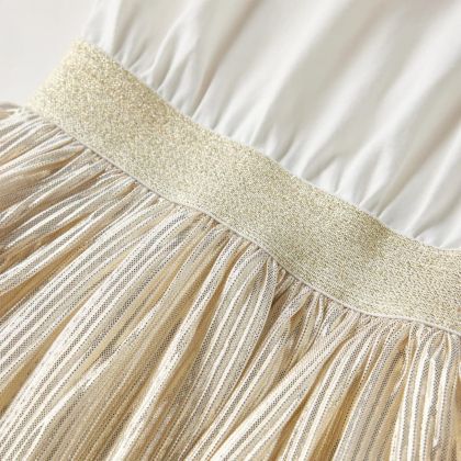 Детска рокля с къс ръкав, екрю, 116