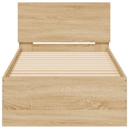 Рамка за легло с табла, дъб сонома, 75x190 см, инженерно дърво