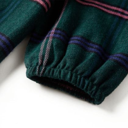 Детска рокля с дълги ръкави и волани, тъмнозелена, 116