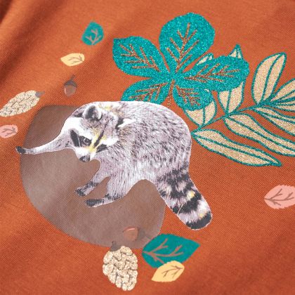 Детска тениска с дълъг ръкав, коняк, 128