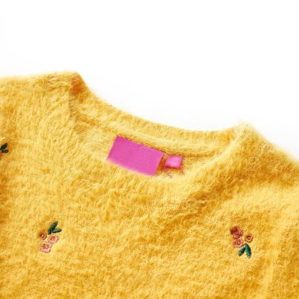Детски плетен пуловер, охра, 116
