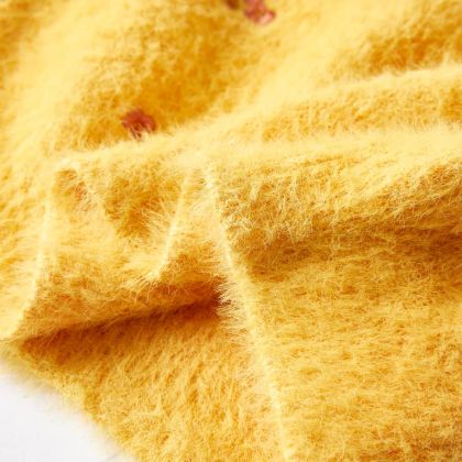 Детски плетен пуловер, охра, 116