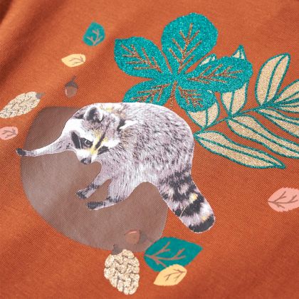 Детска тениска с дълъг ръкав, коняк, 104