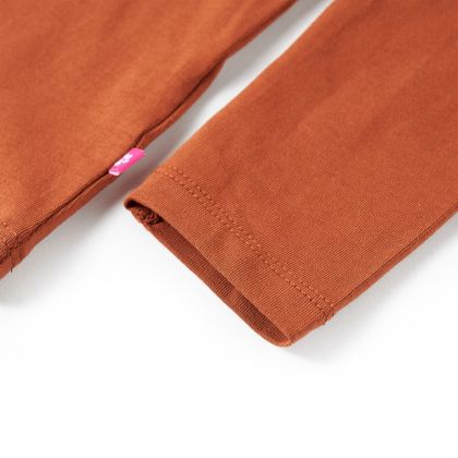 Детска тениска с дълъг ръкав, коняк, 104