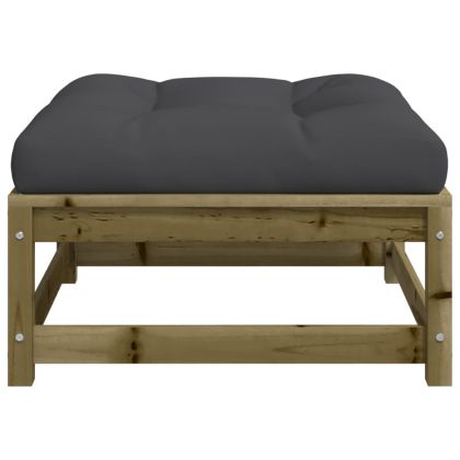 Градинска табуретка с възглавница, импрегнирано борово дърво