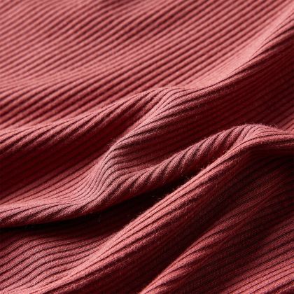 Детска тениска с дълги ръкави, ниска яка, опушено червено, 128