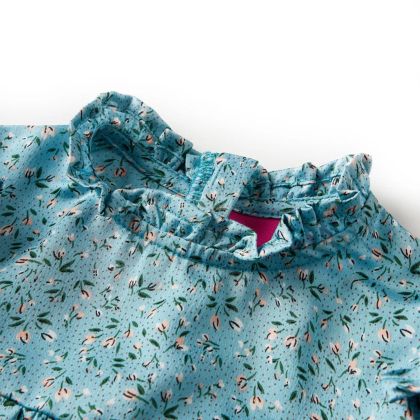 Детска рокля с дълъг ръкав, синя, 140