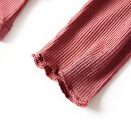 Детска тениска с дълги ръкави, ниска яка, опушено червено, 104