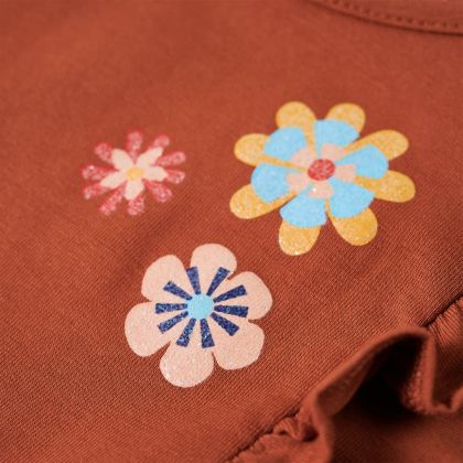 Детска тениска с дълъг ръкав, коняк, 140