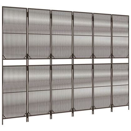 Параван за стая, 6 панела, кафяв, полиратан