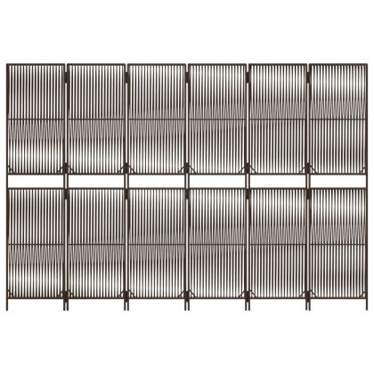 Параван за стая, 6 панела, кафяв, полиратан