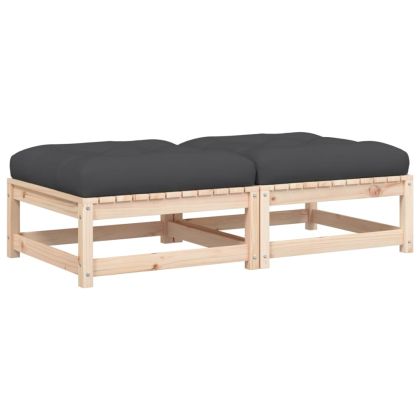 Градински табуретки с възглавници, 2 бр, борово дърво масив