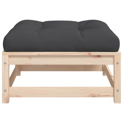 Градински табуретки с възглавници, 2 бр, борово дърво масив