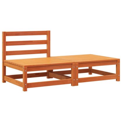 Градинско кресло без подлакътници, с табуретка, восъчнокафяв