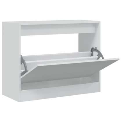 Шкаф за обувки, бял, 80x34x63 см, инженерно дърво