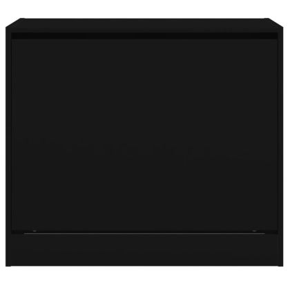 Шкаф за обувки, черен, 80x42x69 см, инженерно дърво