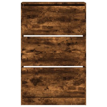 Шкаф за обувки, опушен дъб, 80x21x125,5 см, инженерно дърво