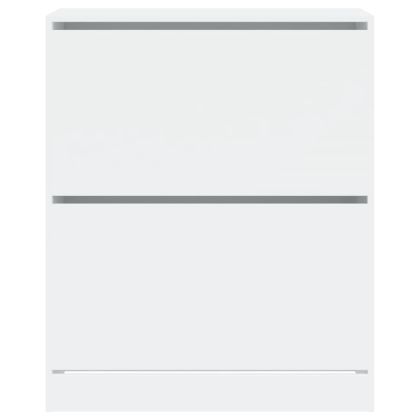 Шкаф за обувки, бял, 80x34x96,5 см, инженерно дърво