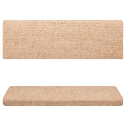 Изтривалки за стълби, самозалепващи се, 10 бр., 65x21x4 см, кремави, с правоъгълен ръб