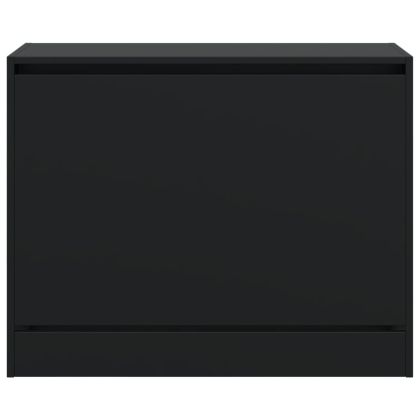 Шкаф за обувки, черен, 80x34x63 см, инженерно дърво