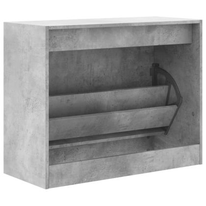 Шкаф за обувки, бетонно сив, 80x34x63 см, инженерно дърво