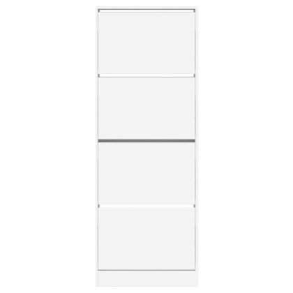 Шкаф за обувки, бял, 60x21x163,5 см, инженерно дърво