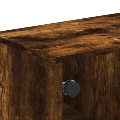 Маса за кафе със стъклени врати, опушен дъб, 68,5x50x50 см