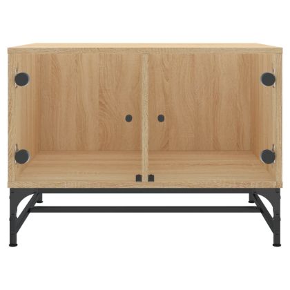 Маса за кафе със стъклени врати, сонома дъб, 68,5x50x50 см