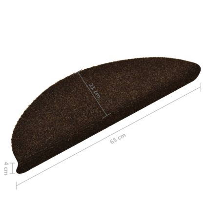 Изтривалки за стълби, самозалепващи се, 15 бр., 65x21x4 см, кафяви, полукръгли, големи