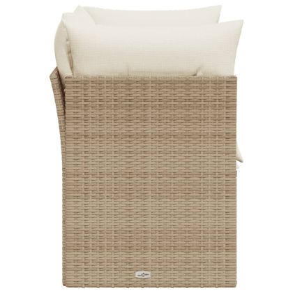 Градински диван с възглавници 2-местен бежов полиратан