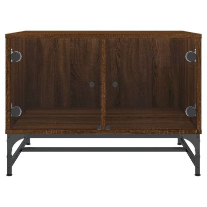 Маса за кафе със стъклени врати, кафяв дъб, 68,5x50x50 см