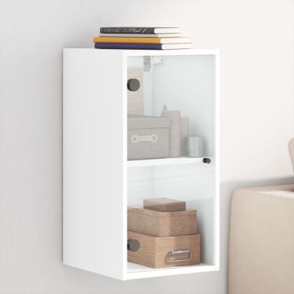 Стенен шкаф със стъклени врати, бял, 35x37x68,5 см
