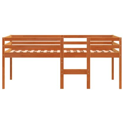 Високо легло, восъчнокафяв, 75x190 см, борово дърво масив