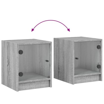 Нощно шкафче със стъклена врата сив сонома 35x37x42 см