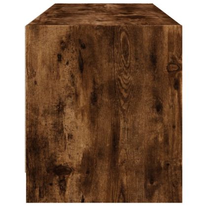 ТВ шкаф със стъклени врати, опушен дъб, 102x37x42 см