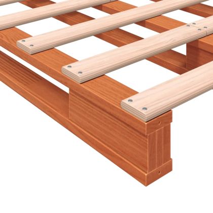 Легло от палети, восъчнокафяв, 140x200 см, борово дърво масив