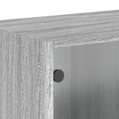 Стенни шкафове със стъклени врати 2 бр сив сонома 68,5x37x35 см