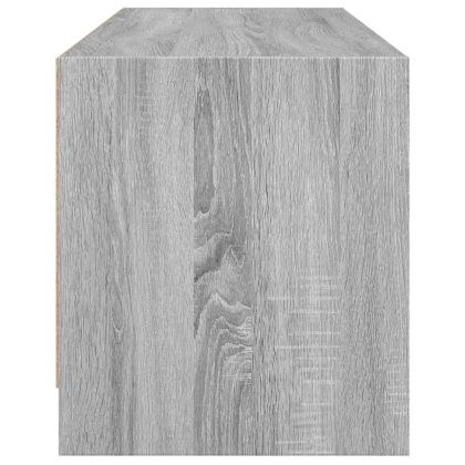 ТВ шкаф със стъклени врати, сив сонома, 102x37x42 см