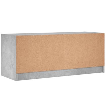 ТВ шкаф със стъклени врати, бетонно сив, 102x37x42 cm