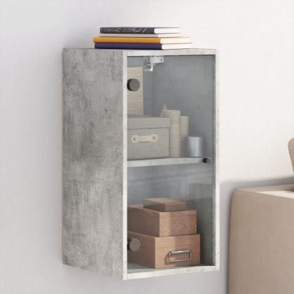 Стенен шкаф със стъклени врати, бетонно сив, 35x37x68,5 см