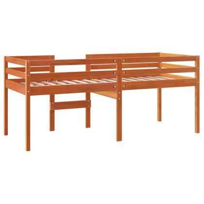 Високо легло, восъчнокафяв, 80x200 см, борово дърво масив