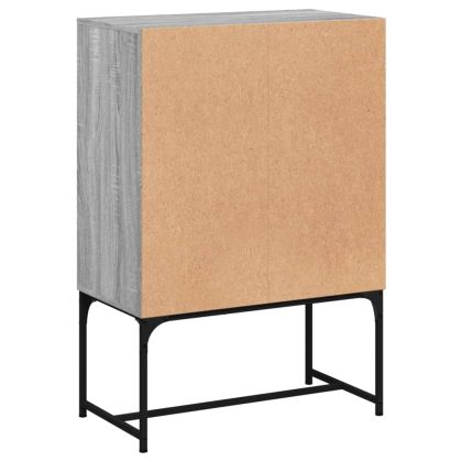 Страничен шкаф със стъклени врати, сив сонома, 69x37x100 см