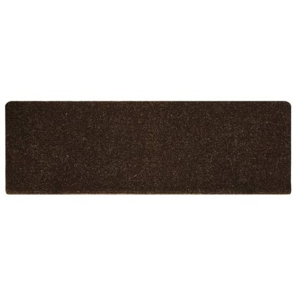 Изтривалки за стълби, самозалепващи се, 15 бр., 65x21x4 см, кафяви, с правоъгълен кант