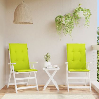 Възглавници за столове 2 бр яркозелени 120x50x3 см плат