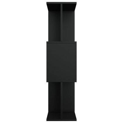 Библиотека/разделител за стая черна 80x24x96 см инженерно дърво