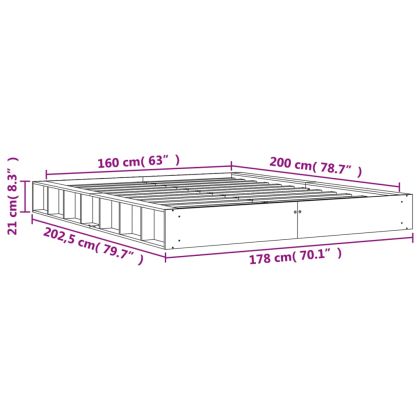 Рамка за легло без матрак, восъчнокафяв, 160x200 см, бор масив