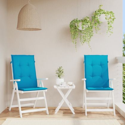 Възглавници за столове с облегалки 2 бр сини 120x50x3 см плат