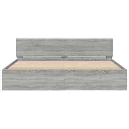 Рамка за легло с табла, сив сонома, 180x200 см