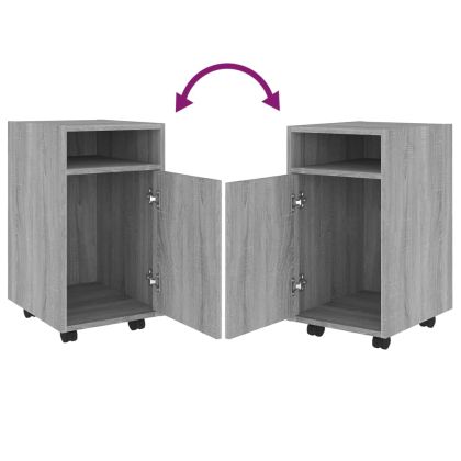 Нощно шкафче с колелца, сив сонома, 33x38x60 см инженерно дърво